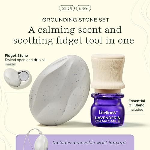 Lifelines Scent-Infused Grounding Stone & Oil Blend - Portable Fidgets for Tweens, Teens & Adults with Essential Oil Blend & Diffusion Stones for Sensory Immersion - Calming Waterless Passive Diffuser thumbnail 2