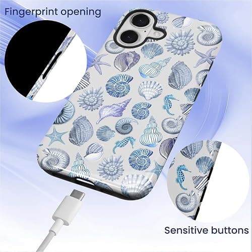 Kapadiy Case for iPhone 17 Case,Summer Beachy Seashell Design Hybrid Dual Protection Silicone Hard PC Shockproof Full Body Cover Slim Anti Scratch Protective Case for Men Women thumbnail 3