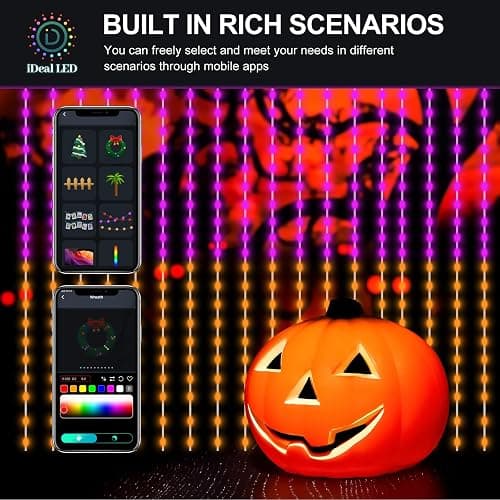 HXWEIYE 300LED Fairy Curtain Lights, 9.8x9.8Ft USB Plug-in 8 Modes Christmas String Hanging Lights with Remote for Bedroom Backdrop Wedding Indoor Wall Decor, RGB Color Changing, Standard – 1 Pack thumbnail 5