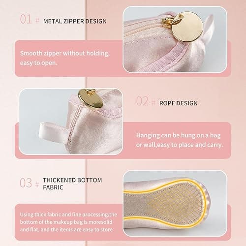 TCULIHWY Pink Ballet Shoe Makeup Bag, Dance Recital Gifts for Girls | Small Satin Cute Cosmetic Bag, Ballet Pencil Case Pouch, Bow Mini Dance Bag for Girls, Dancer & Ballerina Performance gifts thumbnail 3