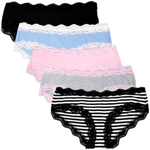 LYYTHAVON Women’s Underwear Soft Breathable Cotton Brief Ladies Panties 5-Pack thumbnail 3