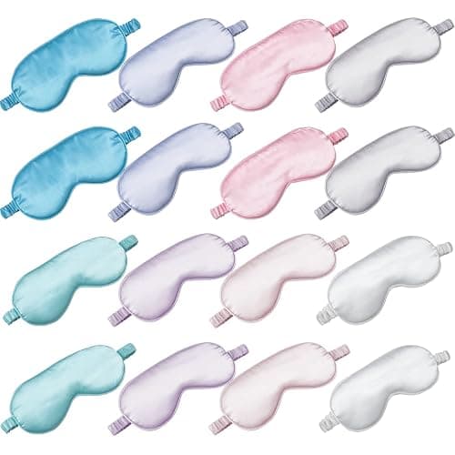 Coume 16 Pieces Silk Sleep Mask Eye Coverings for Sleeping Smooth Soft Eye Covers Mask About 20 x 9.2 cm/ 7.87 x 3.62 Inch - Image 1