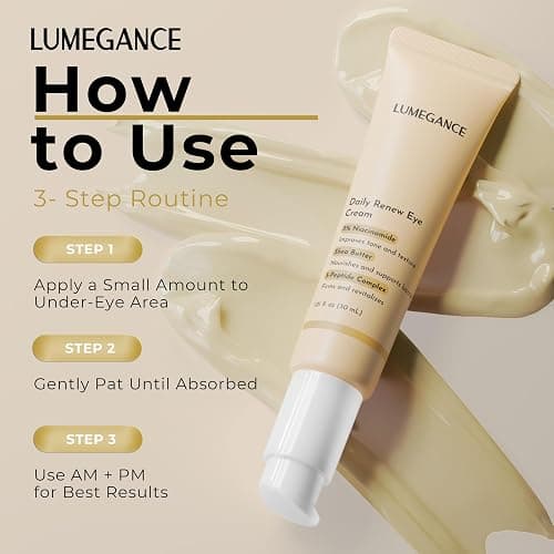 LUMEGANCE Daily Renew Eye Cream, 5% Niacinamide Under Eye Brightener Cream with 5-Peptide Complex & Shea Butter, Firming, Dark Circle, Hydrating, Smooth Fine Lines, Korean Skin Care 30ml thumbnail 5