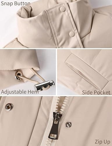 Yidarer Women’s Faux Leather Puffer Vest Zip-Up Stand Collar Quilted Sleeveless Jacket Casual Fall Winter Outerwear thumbnail 7