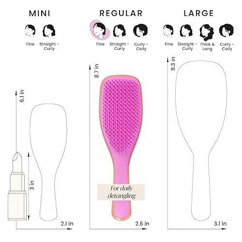 Tangle Teezer Fine & Fragile Ultimate Detangler Brush, Dry & Wet Hair Brush to Detangle & Reduce Breakage, Apricot/Purple thumbnail 8