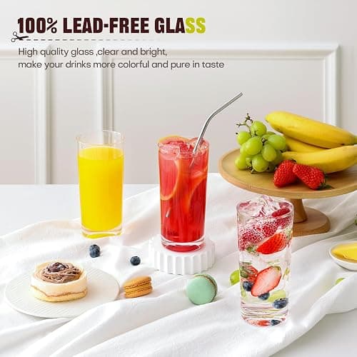 OUWO Highball Glasses Set of 12, 16oz Tall Drinking Glasses, Water Glass for Kitchen, Tom Collins Glasses, Mojito Glass Cups, Cocktail Glasses for Bar Glassware thumbnail 4
