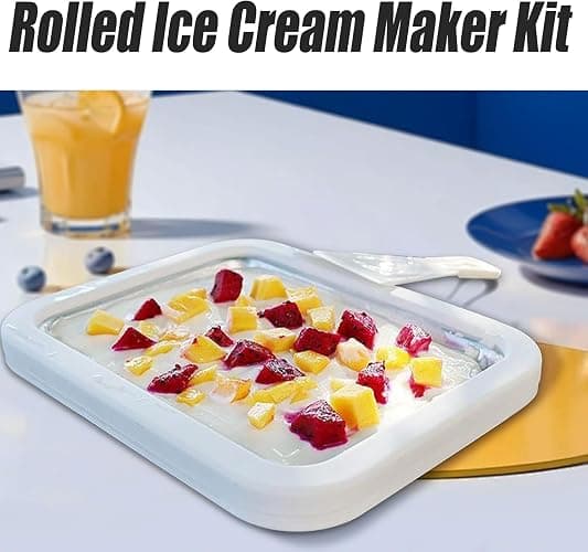 at-Home Rolled Ice Cream Maker Kit, Instant Ice Cream Maker with 2 Scrapers, Soft Serve, Slushies, Frozen Yogurt, Fruity Sorbet, and Gelato (White) Acrylic Woodland Creature thumbnail 2