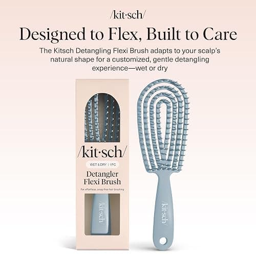 Kitsch Detangler Brush – Flexible Curly Hair Brush for Women, Men & Kids | Detangling Hairbrush with Bendable Frame and Ultra-Smooth Bristles for Wet or Dry Strands - Haze Blue thumbnail 8