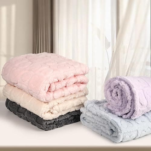 5 Pcs Baby Blanket Heart Checkered Ultra Soft Gift-Ready Plush for Newborns, Nursery & Stroller 30"x40" Beige Gray Blue Purple Light Pink thumbnail 6