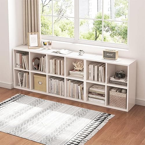 NELYE 8 Cube Organizer Bookcase - Fabric Storage Bins Container, Open Shelf Simple Compartments Bookshelf, White thumbnail 5