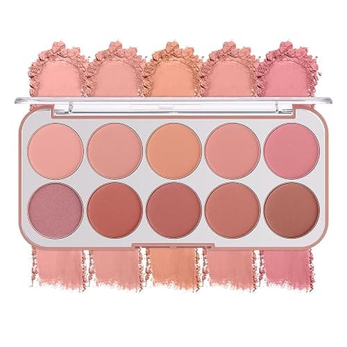 10 Color Blush Palette: Lightweight Face Powder Blush - Smooth Long-lasting Makeup Powder For Cheeks - Buildable Color Women Makeup Blush - Image 1