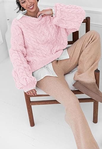 PRETTYGARDEN Womens Sweaters Fall 2025 Cable Knit Long Sleeve Crewneck Oversized Sweater Chunky Pullover Loose Outfits thumbnail 5