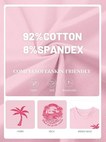 veufcyas Oversized Graphic Tees for Women Hawaiian Beach Palm Tree Shirt Cute Vacation T Shirts Teens Summer Short Sleeve Top thumbnail 5