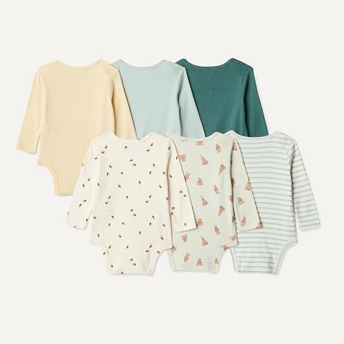 Amazon Essentials Unisex Babies' Long-Sleeve Cotton Bodysuits, Pack of 6 thumbnail 3