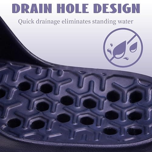 Loniuy Men's Quick-Dry Shower Slippers Non-Slip Drain Hole Shoes Lightweight Comfortable Slides for Home College Dorm Bathroom Beach Gym thumbnail 6