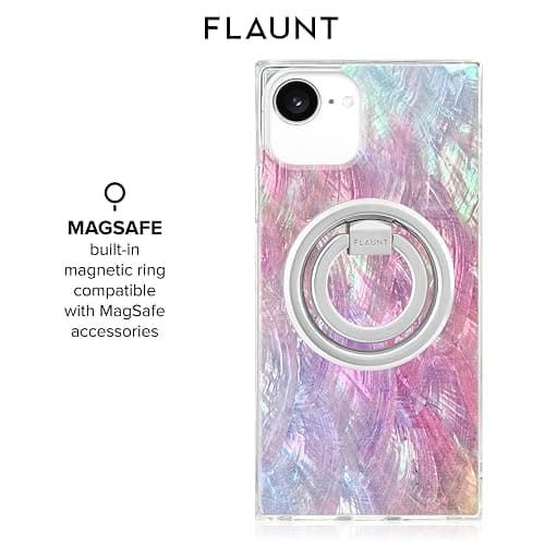 Flaunt Official Square Protective Case - Compatible with iPhone 17e/16e/15/14/13 - Compatible with MagSafe & Wireless Charging - Drop-Tested & Shockproof - (Pink Mother of Pearl) thumbnail 5