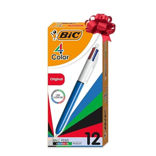 BIC 4-Color Retractable Ballpoint Pens with 1.0 mm Medium Point and Assorted Ink Colors, 12-Count Pack - Image 1