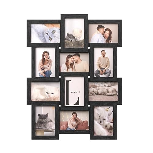 SONGMICS Collage Picture Frames, 4x6 for Wall Decor Set of 12, Multi Family Photo for Gallery Decor, Hanging Display, Assembly Required, Ink Black - Ink Black - Image 1
