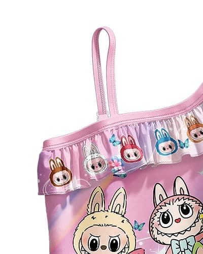 Difforever Girls Swimsuit One Piece Cute Monster Bathing Suit for 5-12 Years Kids Beach Swimwear - Deeppink - 7-8 Years thumbnail 6