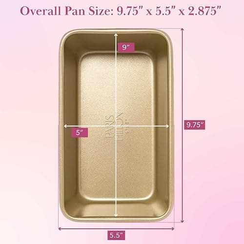Paris Hilton Nonstick Carbon Steel Bakeware Collection, 9-Inch x 5-Inch Loaf Pan, Dishwasher Safe, Made without PFOA and PFAS, Pink Champagne Two-Tone thumbnail 2