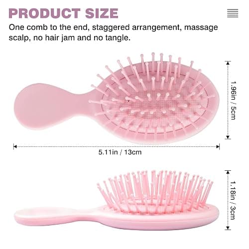 2PCS Mini Detangling Hair Brush for Wet and Dry Hair, Travel-Sized Pink Hairbrush for Men, Women – Compact & Lightweight thumbnail 4