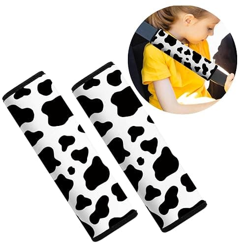 Mokiwala Car Seat Belt Pad Cover, 2-Pack Soft Car Safety Seat Belt Strap Shoulder Pad for Adults and Children, Suitable for Car Seat Belt, Backpack, Shoulder Bag (Cow Pattern) thumbnail 3