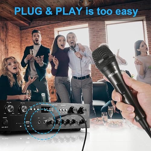 PKOJIN Dynamic Karaoke Microphone for Singing, Vocal Wired Microphone for Karaoke, Handheld Mic with 10 Ft Cable, Mics for Speaker with ON/Off Switch thumbnail 5