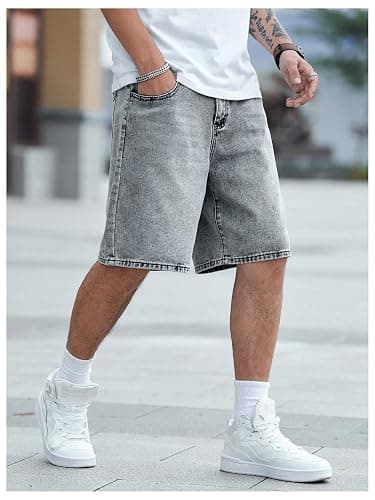 Verdusa Men's Jorts Baggy Jean Shorts Mid Waist Vintage Summer Denim Shorts thumbnail 6