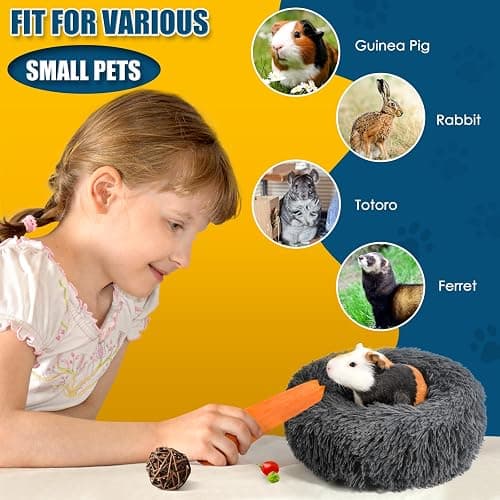 ONEJU Plush Guinea Pig Bed - Plush Guinea Pig Hideout, Removable Cushioned Pillow, Super Cozy, Ideal Burrowing Bed for Small Pets, Dark Gray thumbnail 5