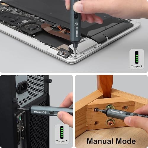 STREBITO Mini Electric Screwdriver Set, 70 in 1 Small Electric Screwdriver Cordless - 64 S2 Preicison Bits, 5 Torque Settings, 4 LED Lights, Mini Power Screwdriver Repair Tool Kit for PC RC Electronic thumbnail 4