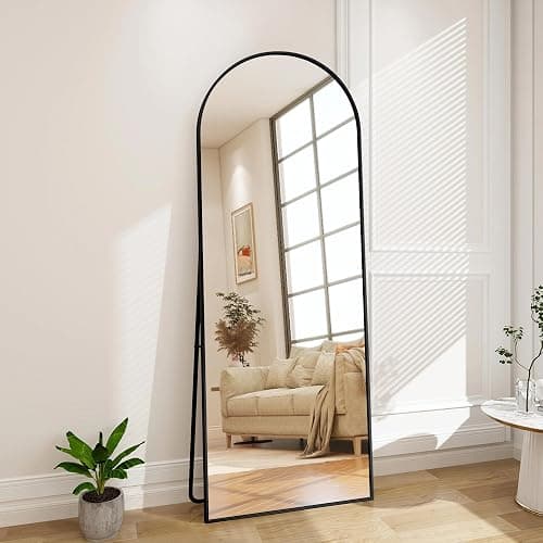 KeepGoon Round Rainbow Mirror Large Round Mirror with Rounded Corners Wall Mounted Mirror Wall Mounted Mirror for Bedroom Wall Mirror (Black Round, 173×63cm) - Image 1