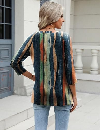 Zeagoo 3/4 Length Sleeve Womens Tops Casual V Neck Shirts Soft Basic Tees Business Work Blouses thumbnail 4