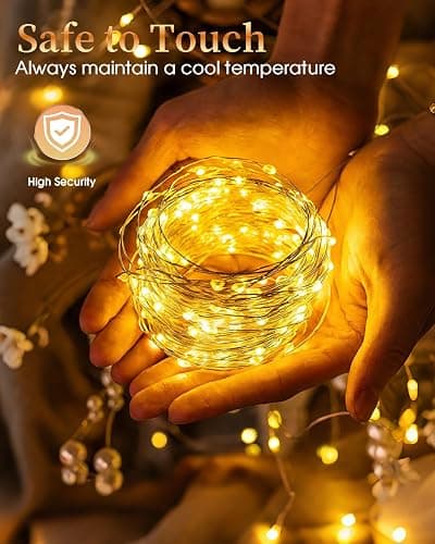 4-Pack Fairy Lights Battery Operated, 33ft 100 LED(Total 132ft 400 LEDs) Warm White String Lights with Remote Waterproof Christmas Lights 8 Modes Timer Lights for Bedroom Wedding Party Patio Decor thumbnail 3