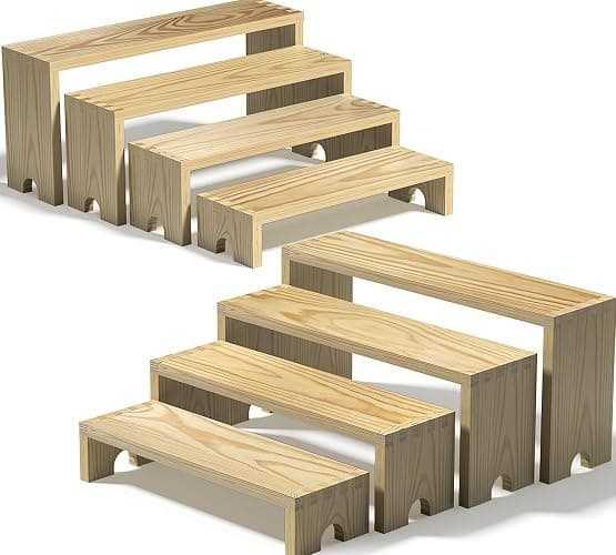 2 Set Wooden Tiered Risers Display Stands for Vendor Events,Stackable Wood Cupcake Display Stand,Farmhouse Decor Wood Dessert Table Display Set,Vendor Booth Display Items,Food Display Risers for Party - Image 1