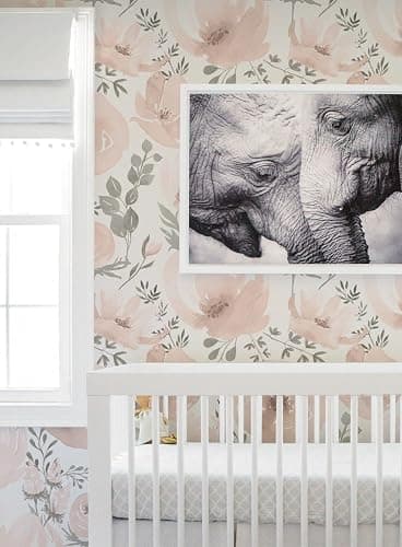Baolanzw Floral Peel and Stick Wallpaper Pink Wallpaper for Bedroom Self Adhesive Wall Paper Girls Room 17.3"x118" (Pink, 17.3" x 118") thumbnail 4