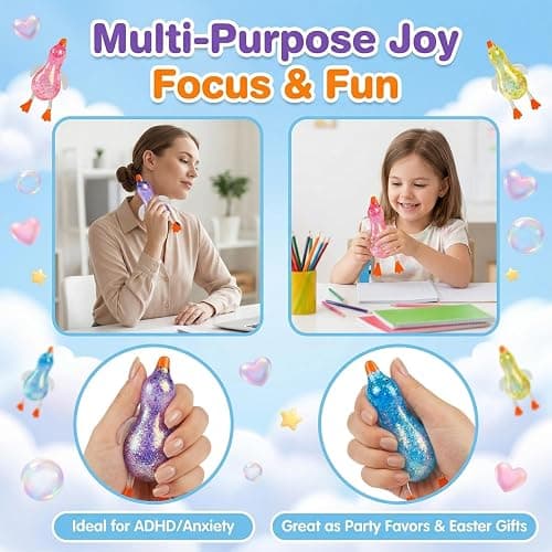 Cute Duck Squishy Sugar Stress Ball,Soft Duck Stress Relief Sugar Ball Toys and Moldable Slow Rise Relaxing Sensory Fidget Stress for Anxiety Relief(Pink) thumbnail 4