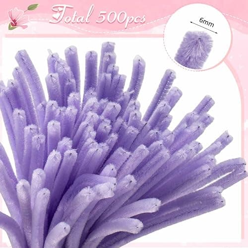 Peryiter 500 Pieces Pipe Cleaners Chenille Stems for Flowers Craft Supplies Bulk Fluffy Fuzzy Sticks for DIY Art Projects Creative Gift Wrapping Party Decorations(Macaron,12 Inch) thumbnail 4