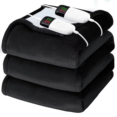 Heated Electric Blanket Queen Size - 84" x 90" Heating Blanket with Dual Control, 10 Heating Levels & 8 Hours Auto Off, Soft Warm Flannel Blanket, Christmas Birthday Gifts for Senior Grandma - Image 1