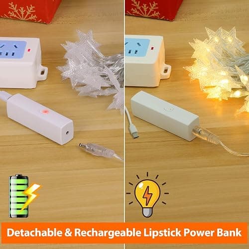 Rechargeable Star Fairy Lights Battery Operated with 8 Modes, 17FT 50LED String Lights Indoor with Timer, Twinkle Lights for Bedroom Dorm Tent Wedding Party Christmas Decorations, Warm White thumbnail 4