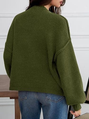 Saodimallsu Womens Oversized Cardigans Button Up Long Lantern Sleeve Chunky Knit Casual Soft Fall Sweater Coats thumbnail 5