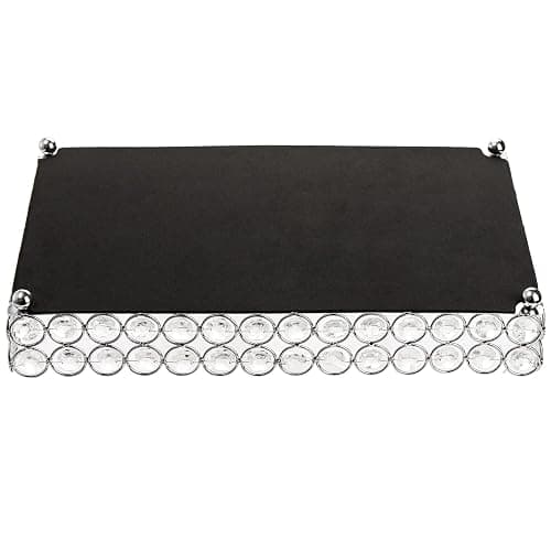 Hedume Crystal Cosmetic Mirrored Makeup Tray, 12.3" x 8", Large Jewelry Organizer, Ornate Decorative Vanity Tray for Dresser, Countertop, Wedding, Home, Bathroom thumbnail 6