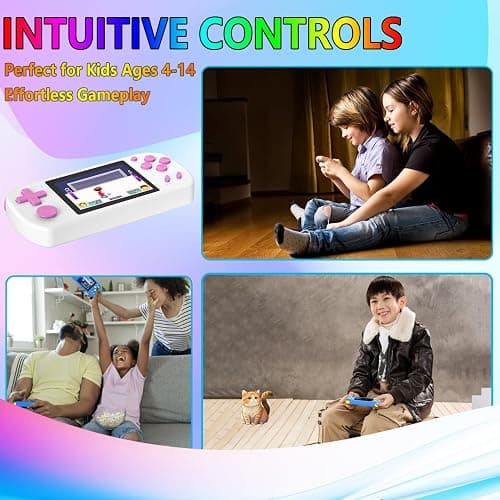 TEBIYOU Handheld Games for Kids Built-in 218 Video Games, Portable Kids Travel Toys for Ages 4-13 with Rechargeable Battery 3.0" HD Screen, Mini Gaming Player Birthday Gifts for Boys Girls (White) thumbnail 5