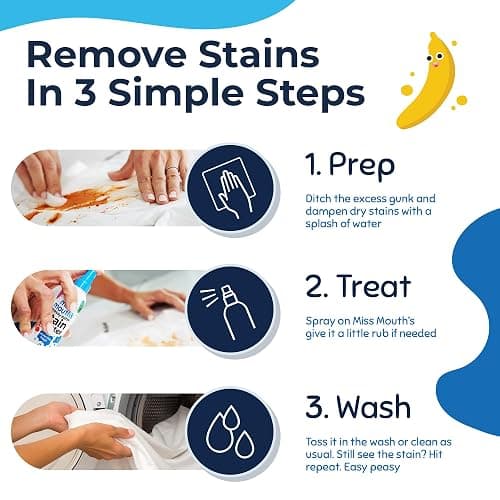 Miss Mouth's Messy Eater Stain Treater Spray - 4oz Stain Remover - Newborn & Baby Essentials - No Dry Cleaning Food, Grease, Coffee Off Laundry, Underwear, Fabric thumbnail 7