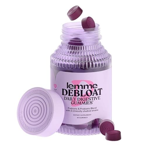 Lemme Debloat - Digestive & Gut Health Gummies with 2 Clinically Studied Probiotics & Prebiotic, 3 Billion CFUs - Vegan, Gluten Free, Non GMO, BlackBerry Flavor (60 Count) - Image 1
