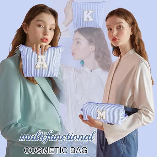 YOOLIFE Initial Makeup Bag | Makeup Bag | Travel Cosmetic Bag | Birthday Gifts for Girls | Teen Girl Gifts Trendy Stuff | Birthday Gifts for 4 5 6 7 8 9 10 11 12 13 Year Old Girls | Blue M thumbnail 5