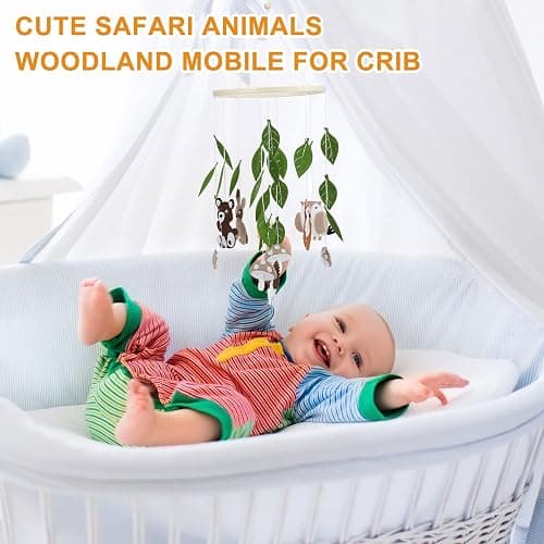 Woodland Ocean Mobile for Crib Jungle Baby Nursery Mobiles Forest Safari Toys for Crib Animals Woodland Nursery Decor for Baby Boys Girls Toys Room Decor (Land Animal) thumbnail 4