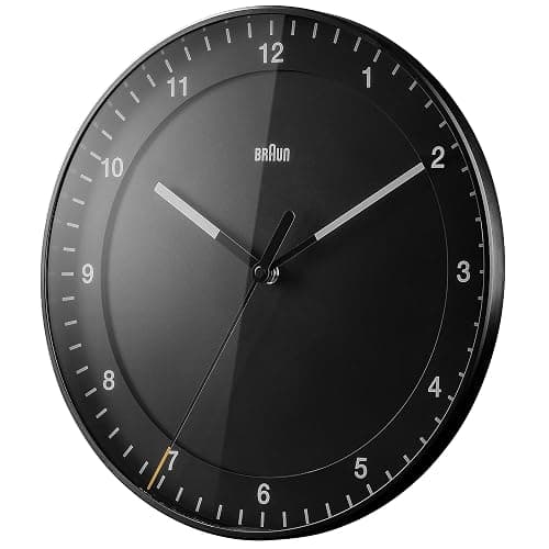 Braun Classic Large Analogue Wall Clock with Silent Sweep Movement, Easy to Read, 30cm Diameter in Black, Model BC17B. thumbnail 7