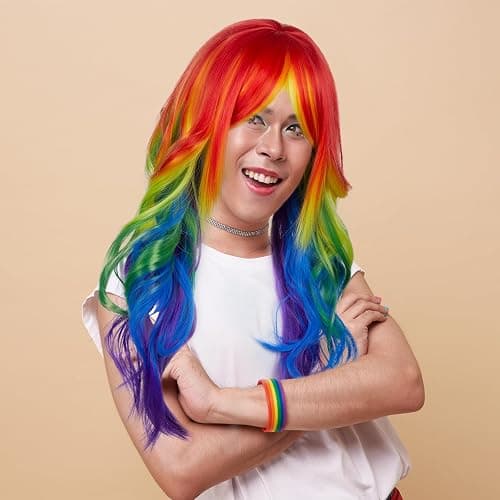 Aqltidiz Rainbow Synthetic Long Straight Colorful Cosplay Wig - Gorgeous Outfit for Anime Costume Party thumbnail 6