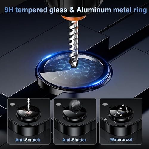 AFARER for iPhone 16e 2025 Camera Lens Protector, Individual Metal Ring Tempered Glass Lens Cover[9H Hardness][Anti-Shatter] Thin HD Camera Clear Cover, 1 Set-Black thumbnail 3