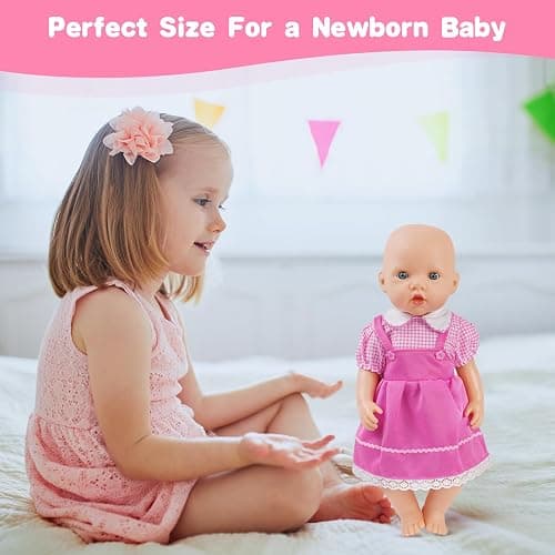 Aolso Baby Doll Clothes for 14-18 Inch/35-45 cm Dolls, New Doll Clothes Outfits, Sweet Dress with Coat Hanger, New Born Baby Dolls Girls Birthday（Sleeveless） thumbnail 7